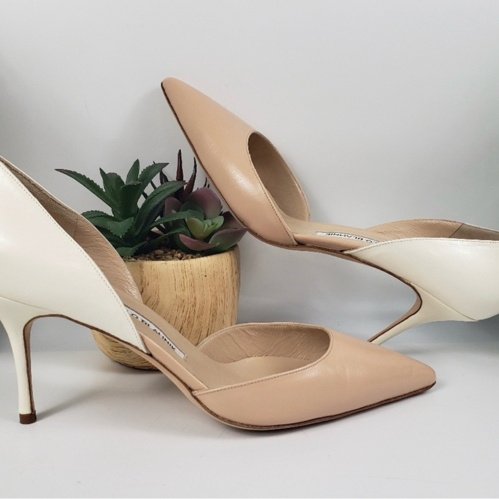 Manolo Blahnik Tan with Blush 2 Tone High Heel Stadium sz EU 40 US 9.5 or 10